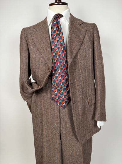 Completo anni ‘70 tweed marrone - tg. 50