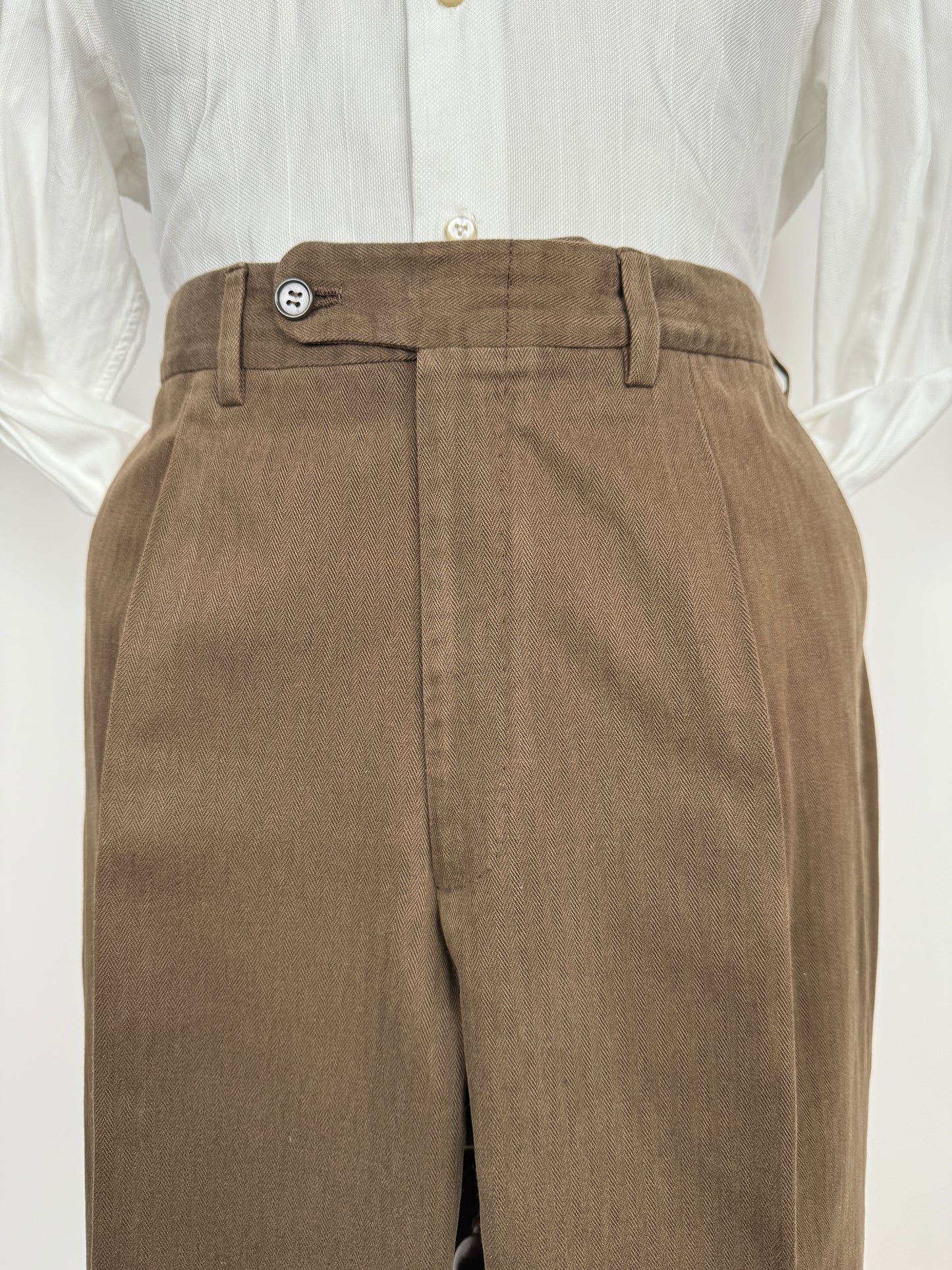 Pantaloni sartoriali in cotone spigato marrone - tg. 54