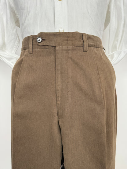 Pantaloni sartoriali in cotone spigato marrone - tg. 54