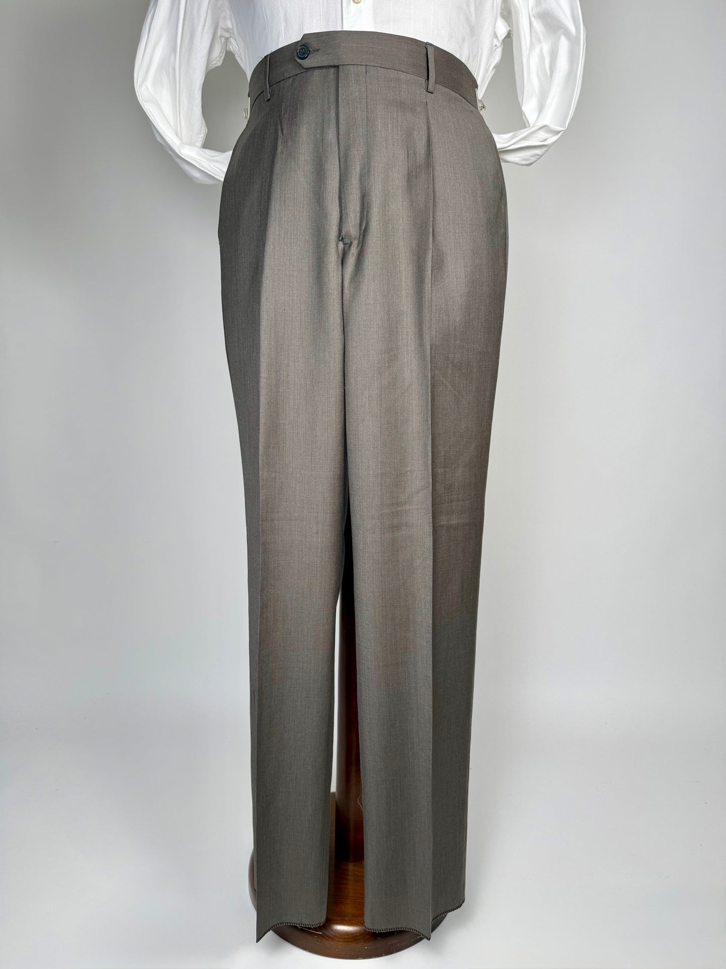 Pantaloni fresco lana cachi-marrone anni '90 (NOS) - tg. 50/52