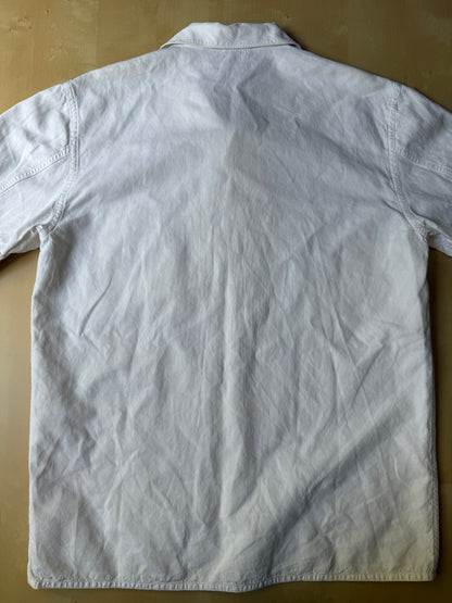 Camicia Stone Island bianca manica corta in cotone e lino (SS 2002) - L