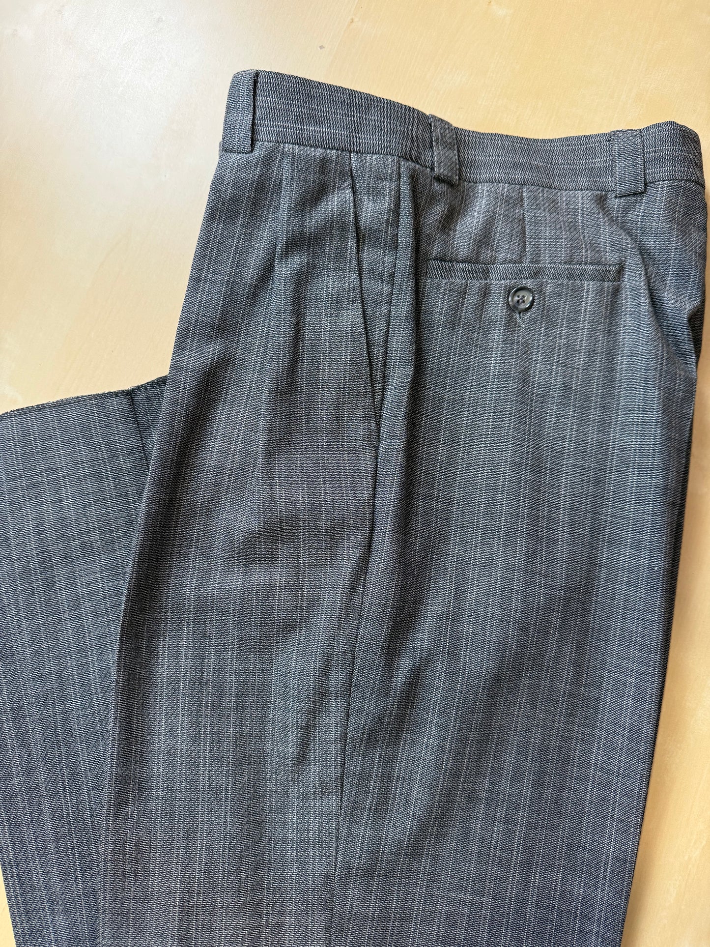 Pantaloni anni '80 fresco lana grigio a righe (NOS) - tg. 46