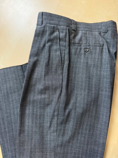 Pantaloni anni '80 fresco lana grigio a righe (NOS) - tg. 46