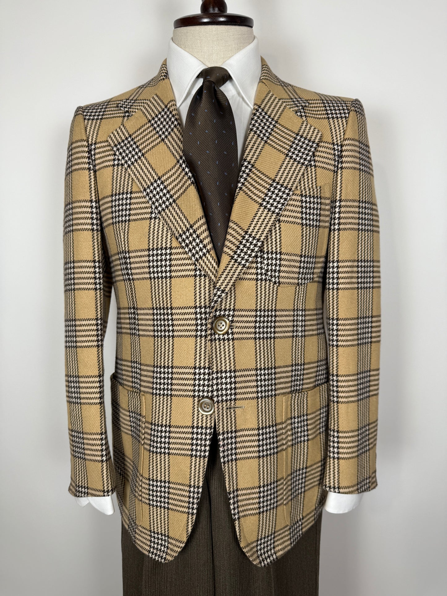 Giacca anni ‘70 beige a quadri - tg. 44/46