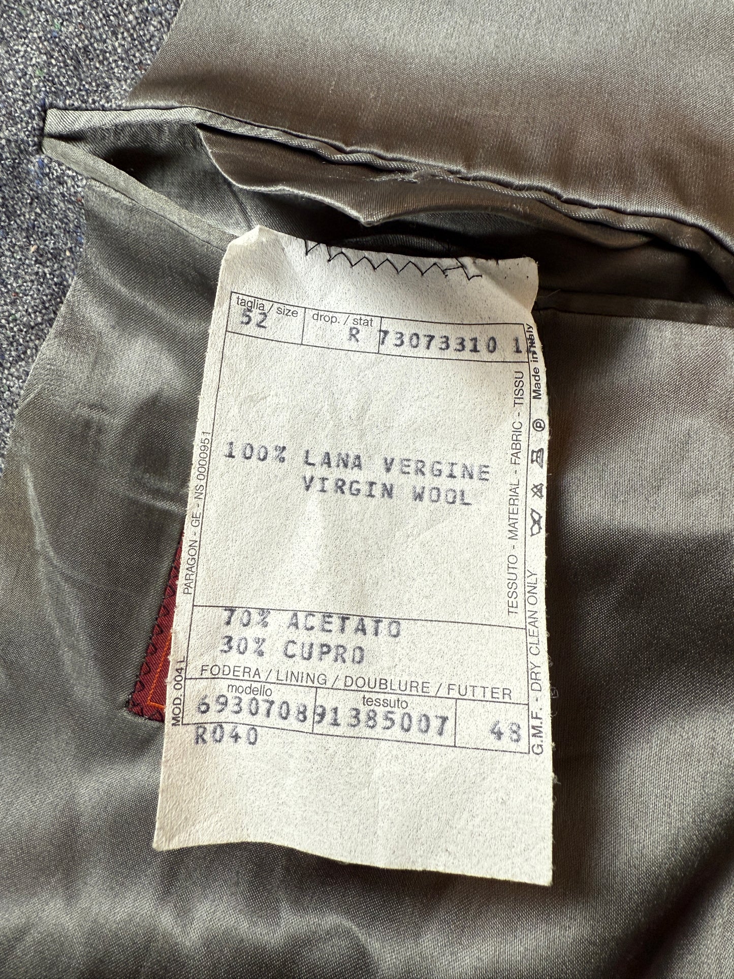 Giacca Missoni anni ‘80 grigio petrolio donegal - tg. 52