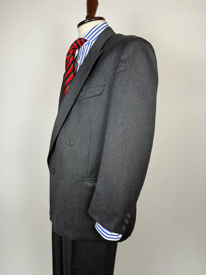 Completo doppiopetto anni ‘80 flanella antracite - tg. 52