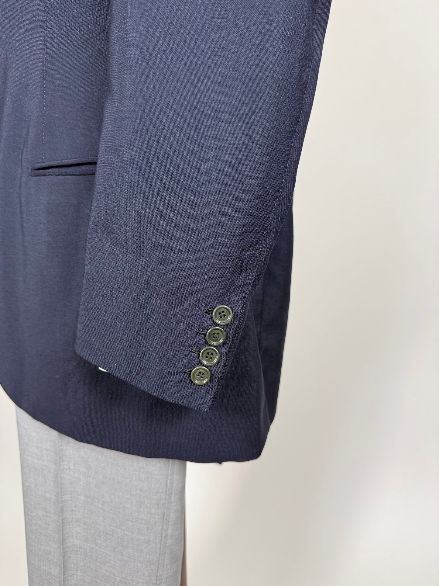 Giacca sartoriale anni '70 fresco lana blu - tg. 52 lunga