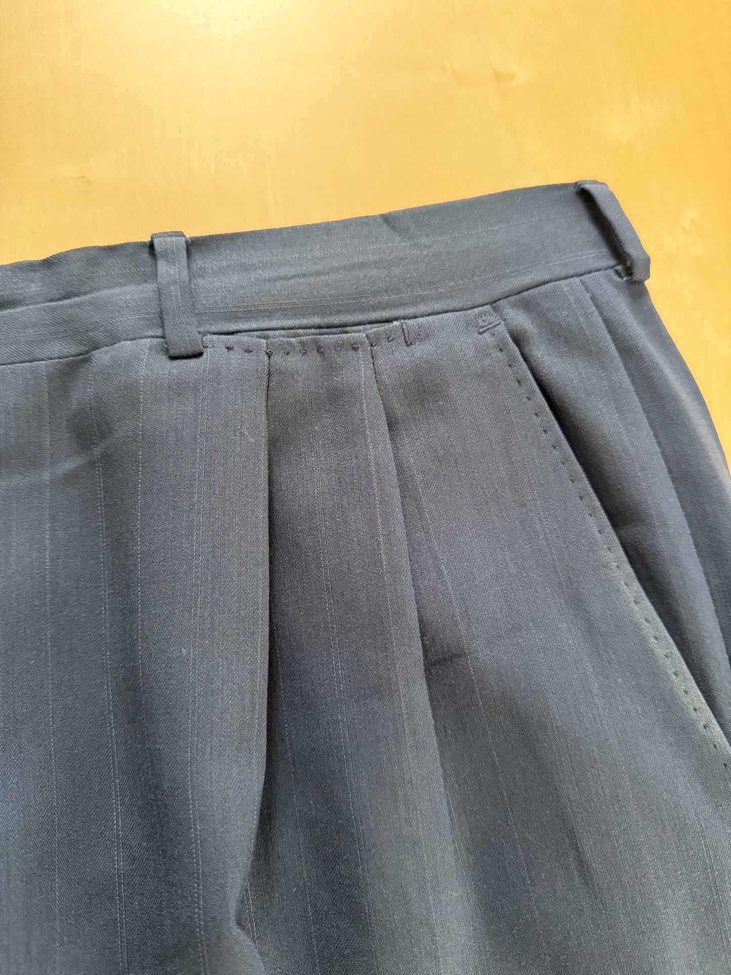 Completo anni '80 lana pettinata verde-blu petrolio - tg. 52