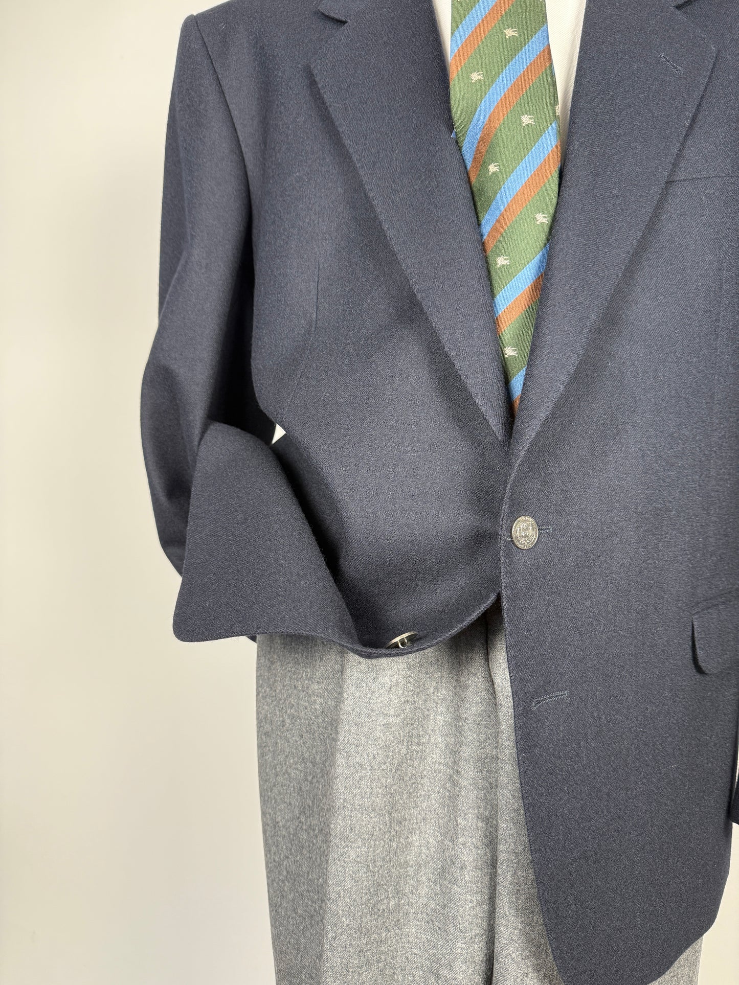 Blazer anni ‘70/‘80 flanella blu Marzotto - tg. 56/58