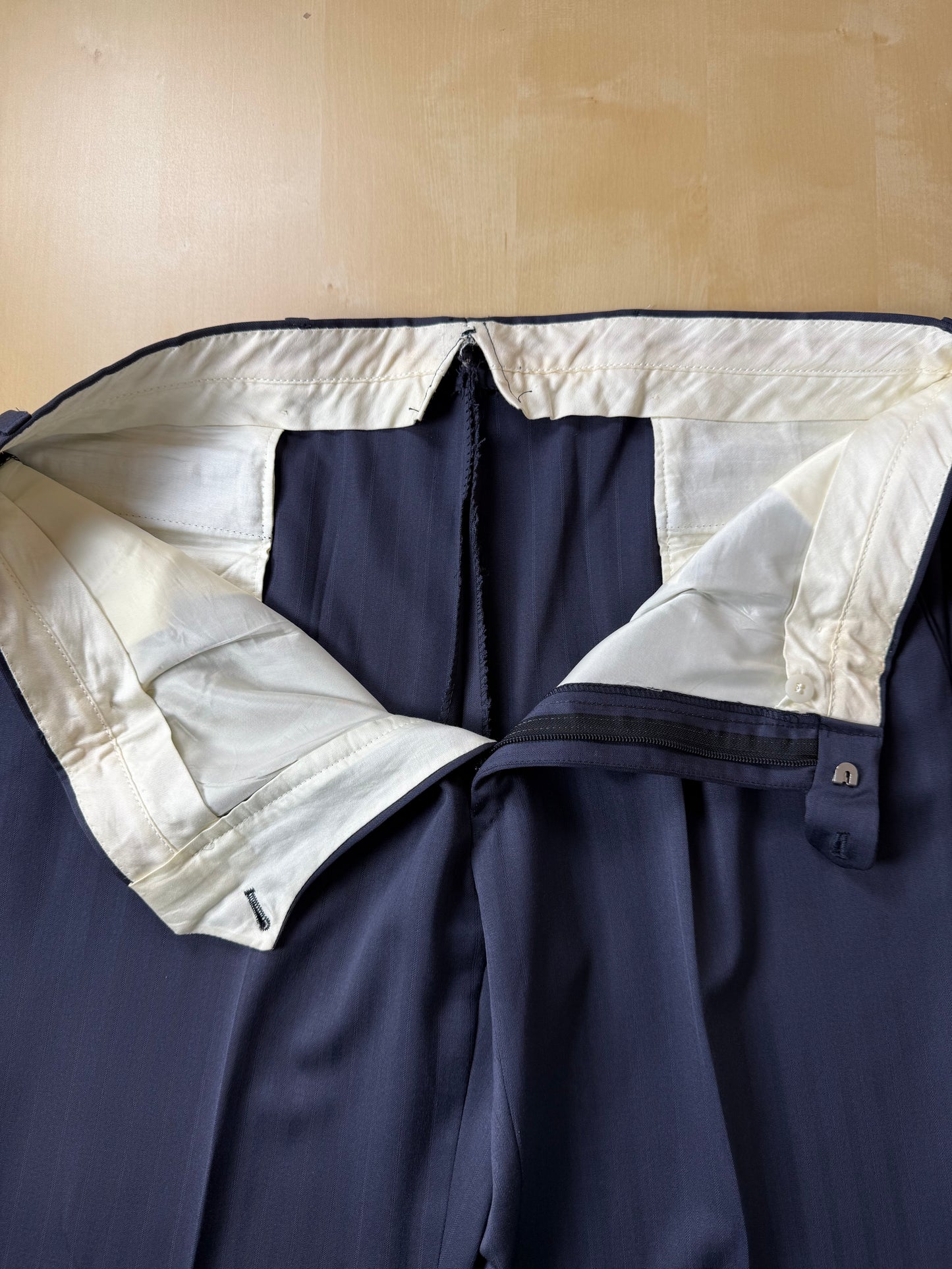 Pantaloni anni ‘80 lana pettinata trama spigata - tg. 52