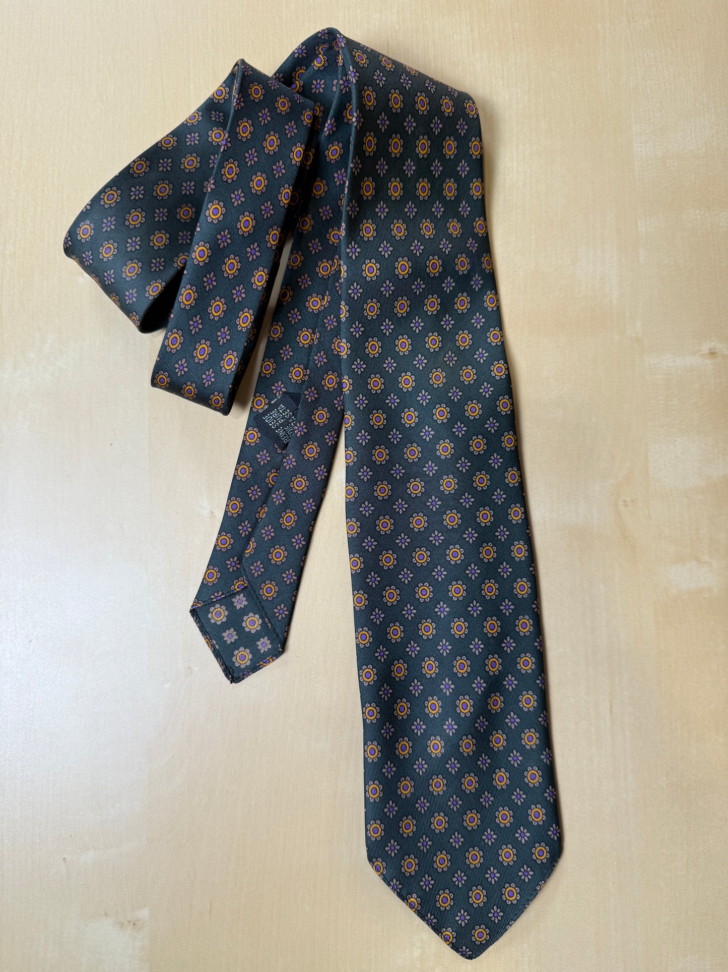 Cravatta inglese micro fantasia fiori