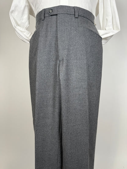 Pantaloni anni ‘90 flanella grigia con tasche alla carrettiera (NOS) - tg. 48