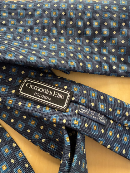 Cravatta micro fantasia blu e azzurra