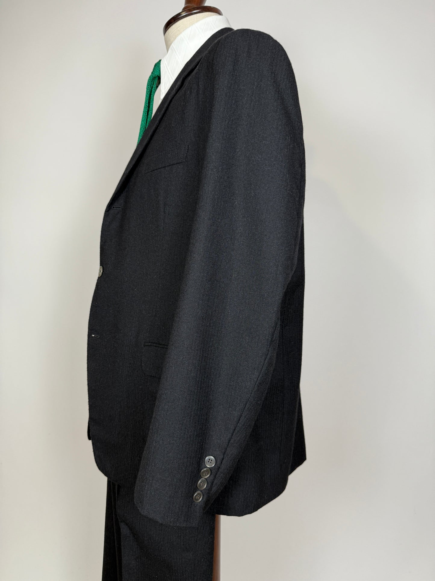 Completo sartoriale anni ‘60 flanella antracite micro spigato - tg. 54