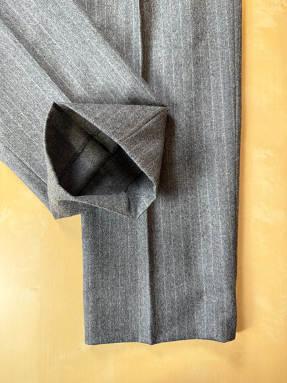 Completo doppiopetto flanella grigio gessato anni ‘80/‘90 - tg. 48/50, drop alto