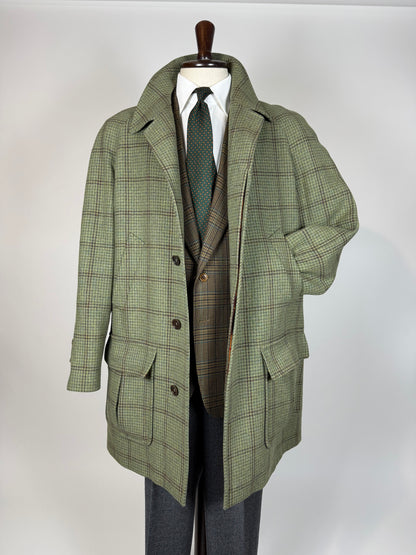 Cappotto raglan De Paz tweed verde cachi - tg. 54-56