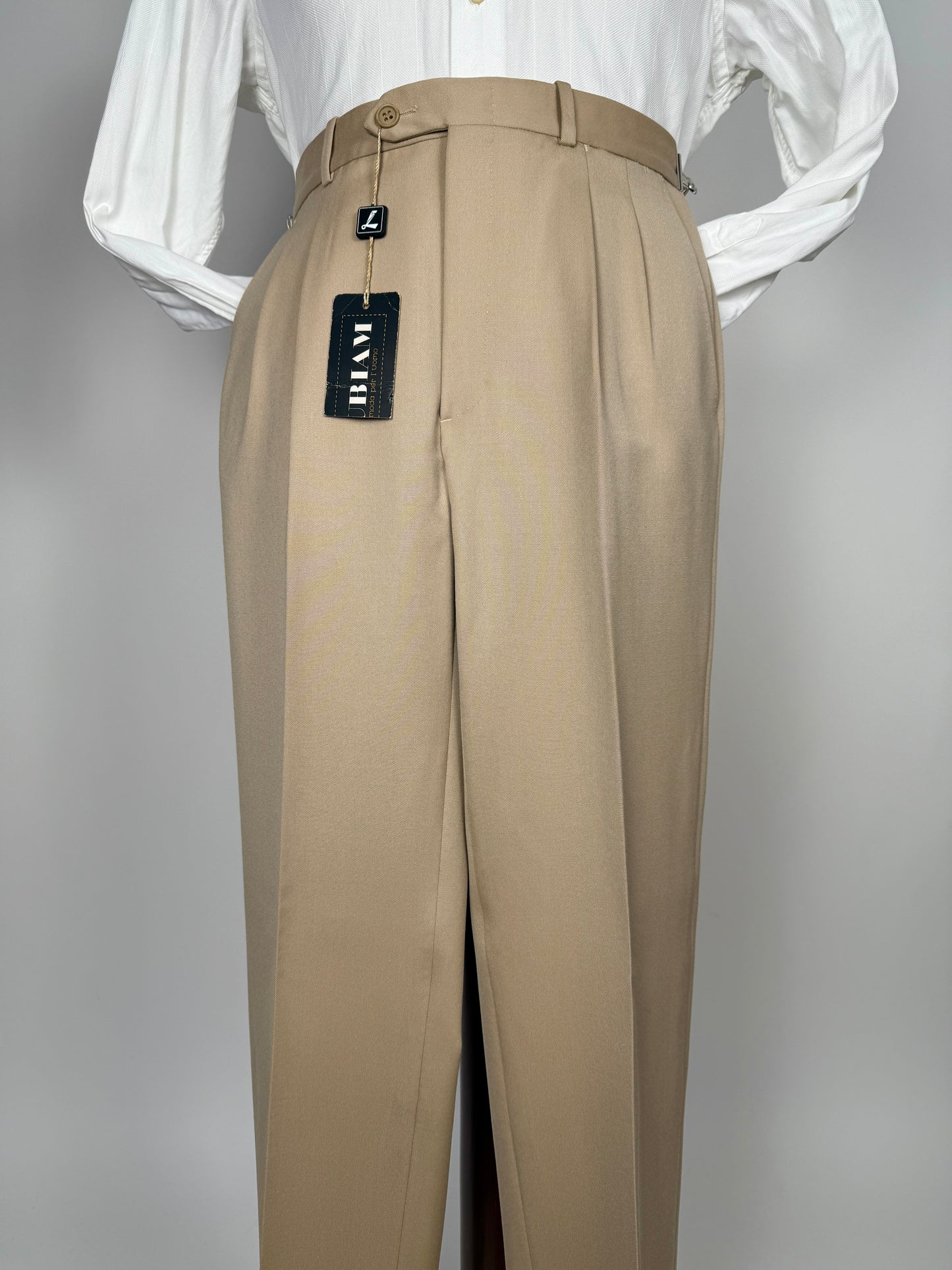 Pantaloni anni ‘80 twill pettinato beige (NOS) - tg. 44