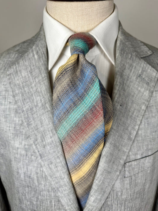 Cravatta Missoni lino e seta righe sfumate