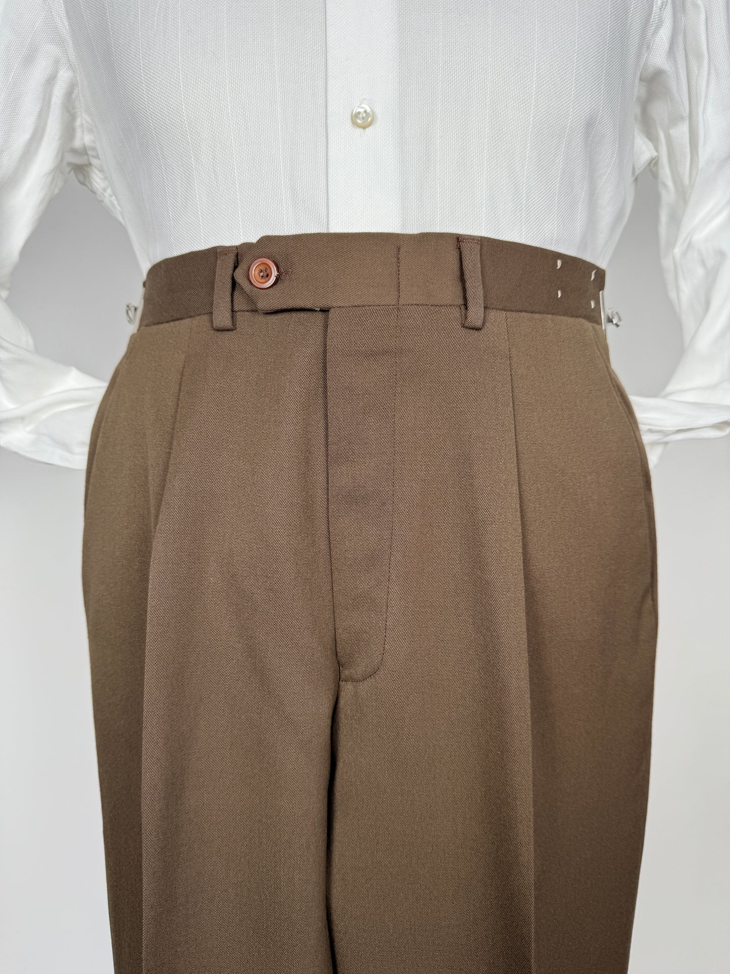 Pantaloni anni ‘70/‘80 twill pettinato marrone - tg. 42/44