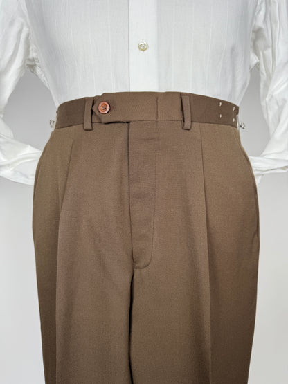 Pantaloni anni ‘70/‘80 twill pettinato marrone - tg. 42/44