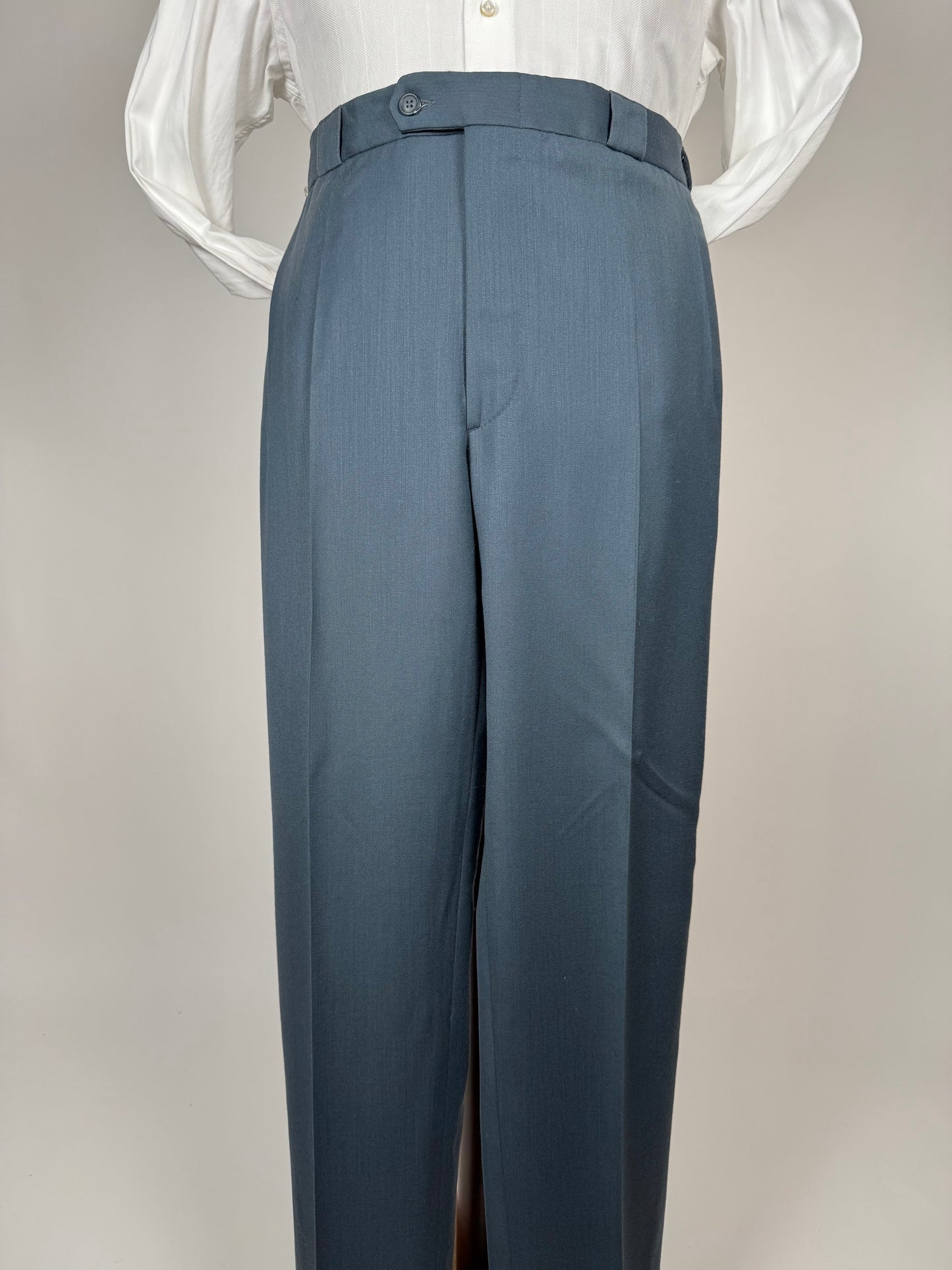 Pantaloni anni '80 lana pettinata verde petrolio (NOS) - tg. 50