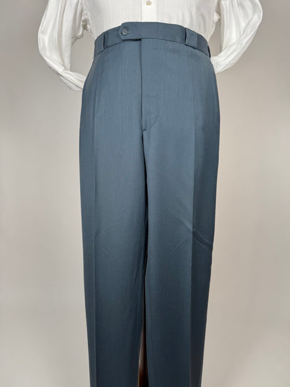 Pantaloni anni '80 lana pettinata verde petrolio (NOS) - tg. 50