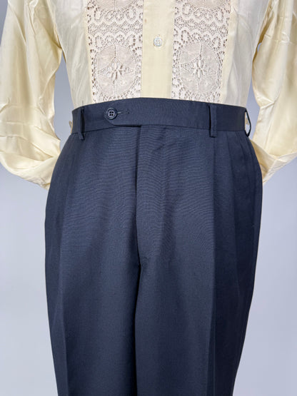 Pantaloni anni ‘80 fresco lana blu notte - tg. 48