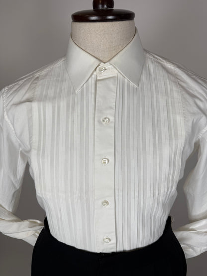 Camicia da smoking anni ‘70/‘80 con sparato plissettato - M collo 40