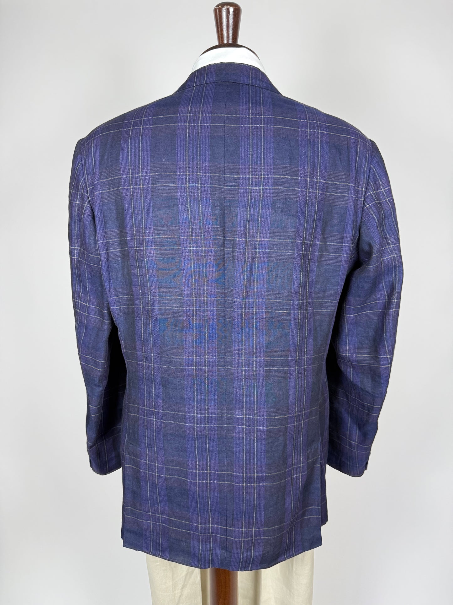 Giacca in lino tartan viola anni '80 - tg. 52