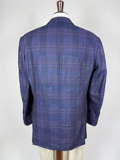 Giacca in lino tartan viola anni '80 - tg. 52