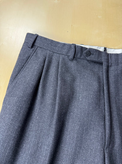 Completo Brioni doppiopetto anni '80 flanella antracite gessato - tg. 56