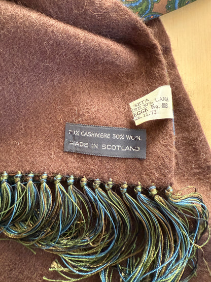 Sciarpa double face in seta paisley e cashmere-lana scozzese