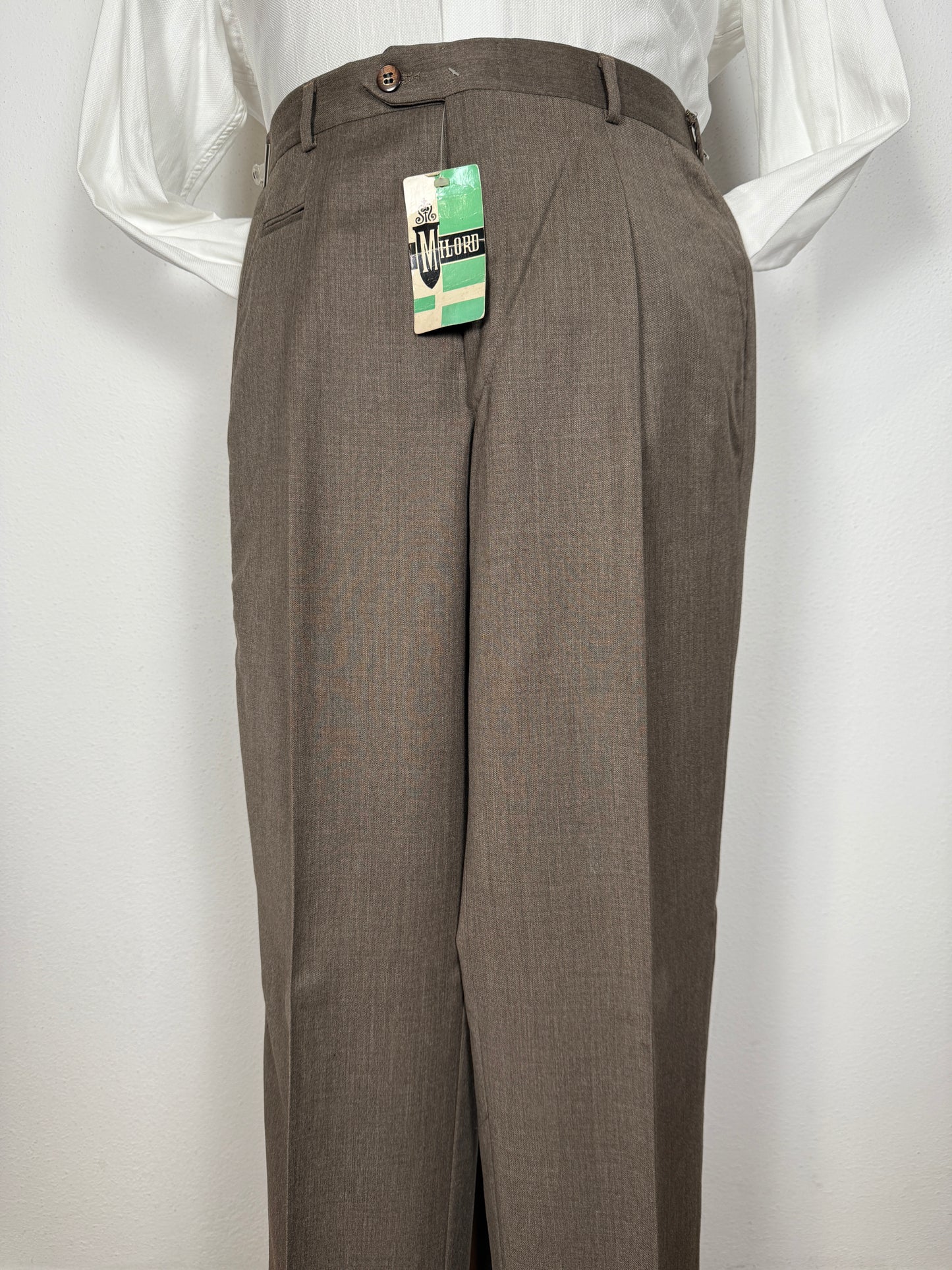 Pantalone anni ‘80 fresco lana marrone (NOS) - tg. 46