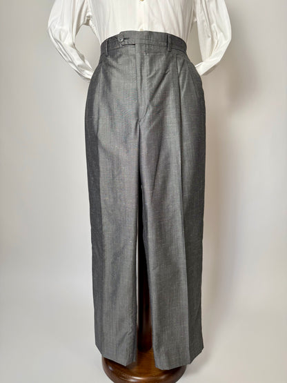Completo anni '80 in seta shantung grigio - tg. 56/58