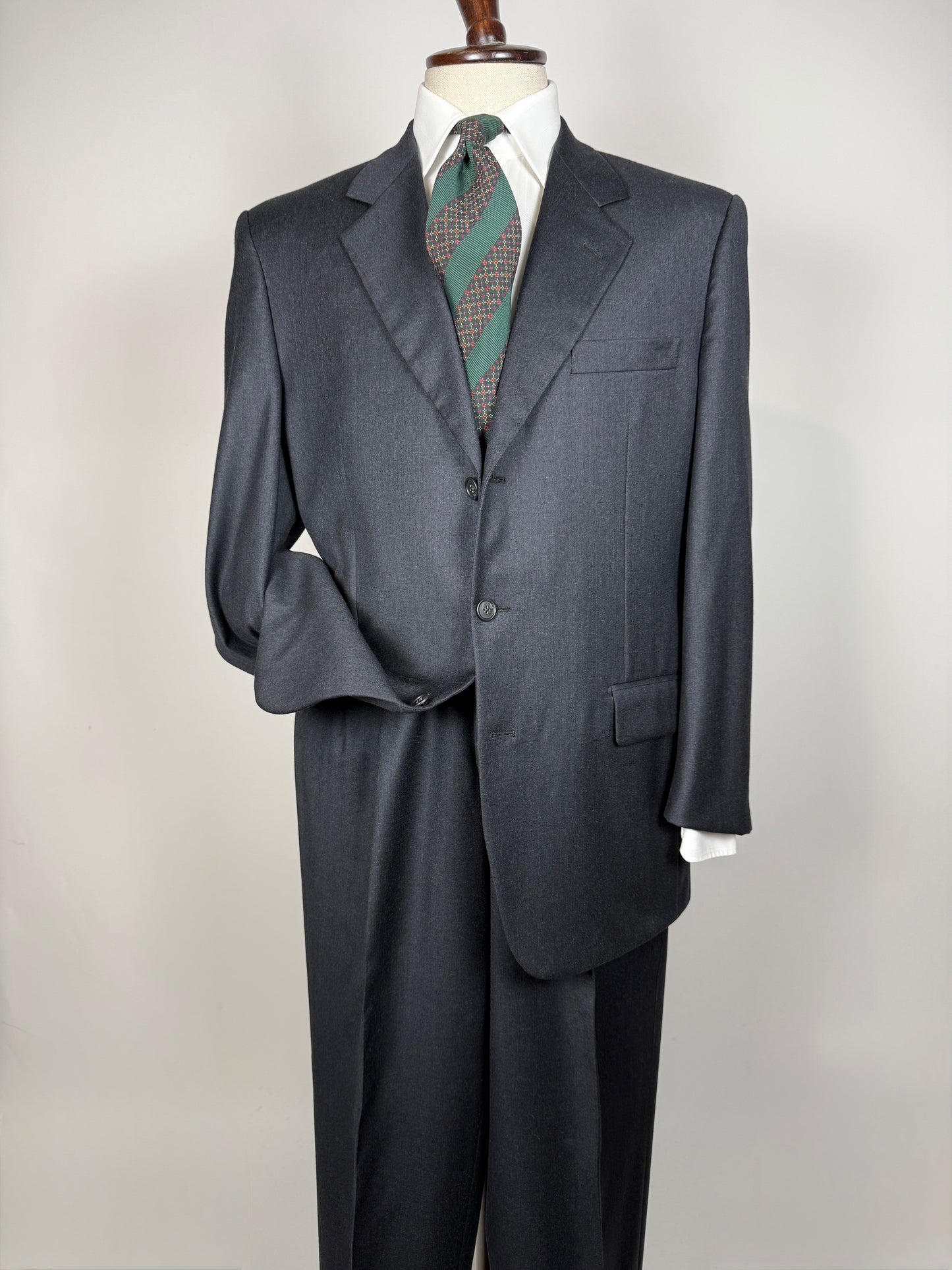 Completo Corneliani anni ‘90 flanella antracite - tg. 50/52