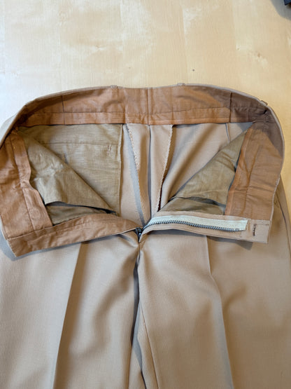 Pantalone sartoriale anni ‘70 in lana pettinata beige (nuovo) - tg. 44