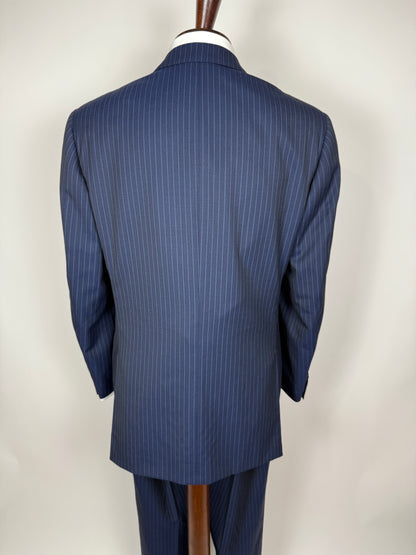 Completo Canali lana pettinata blu gessato - tg. 54