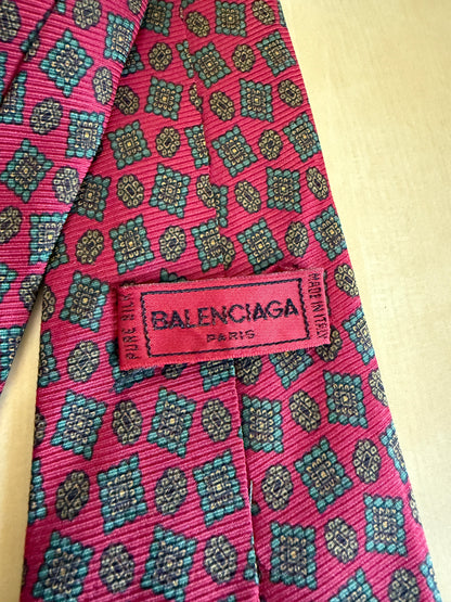 Cravatta Balenciaga in seta cannettata rosso fantasia