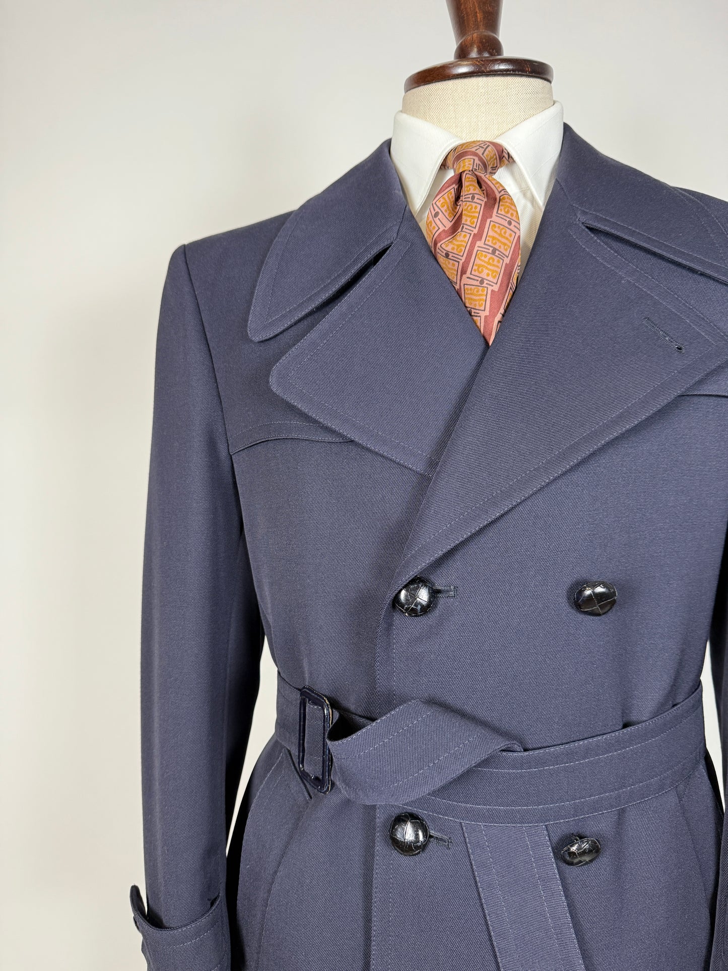 Cappotto/trench anni ‘70 in twill di lana - tg. 48-50