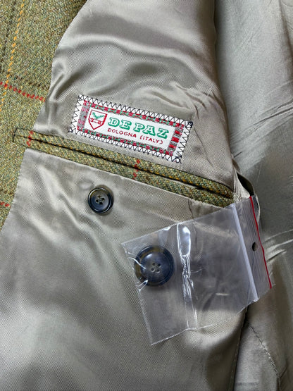 Giacca De Paz tweed verde cachi finestrato - tg. 52