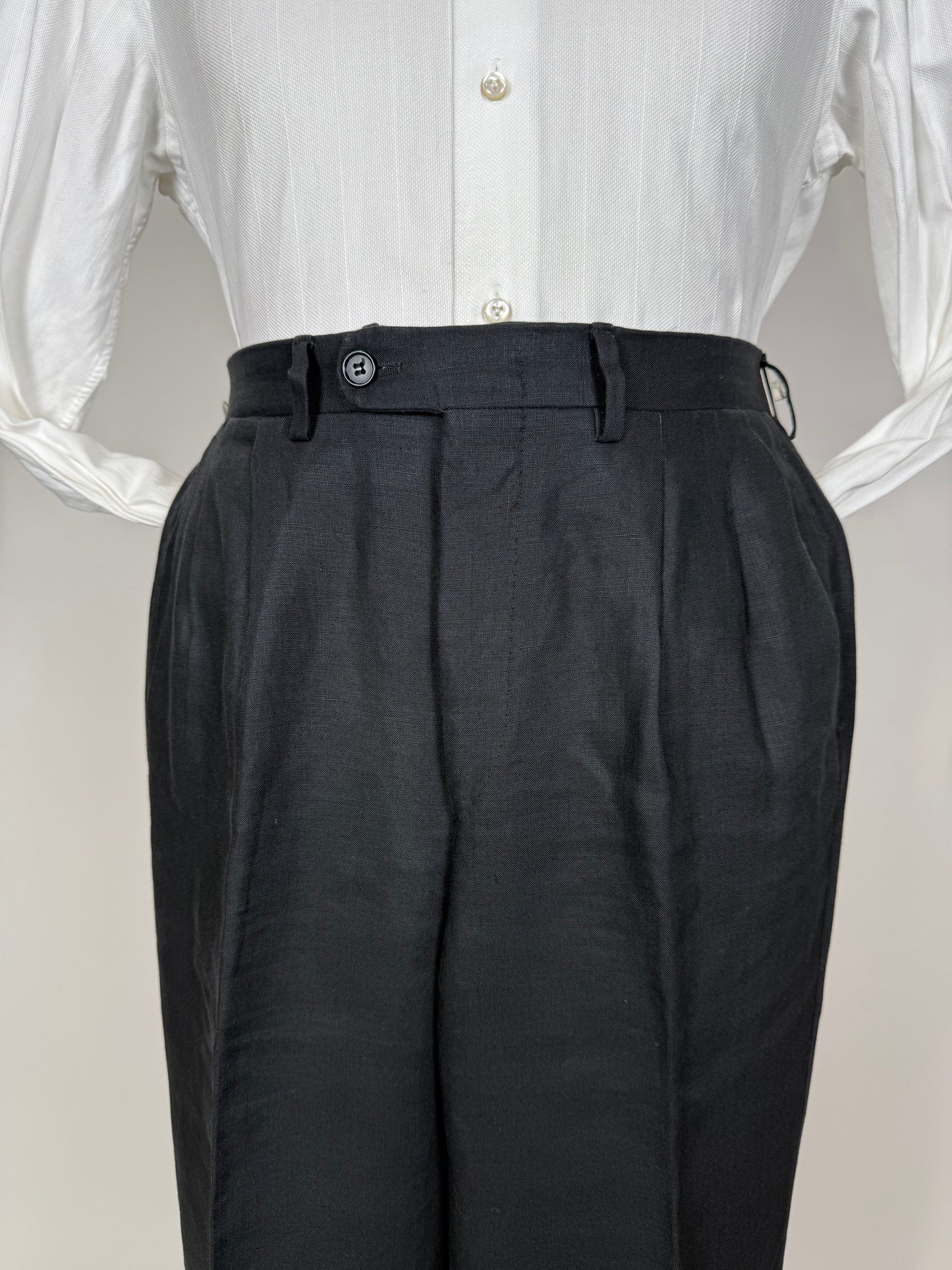 Pantaloni Ermenegildo Zegna anni '80 puro lino nero - tg. 48