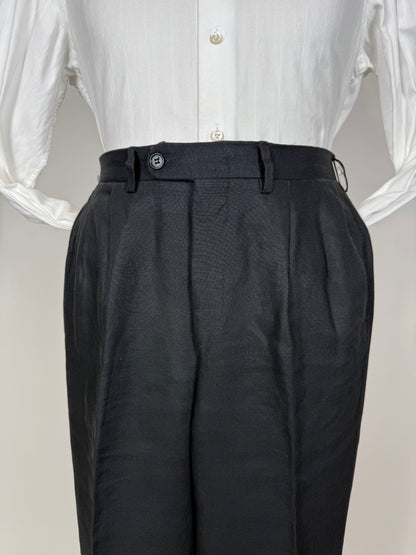 Pantaloni Ermenegildo Zegna anni '80 puro lino nero - tg. 48