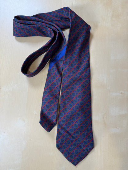 Cravatta Ferragamo micro fantasia blu e bordeaux