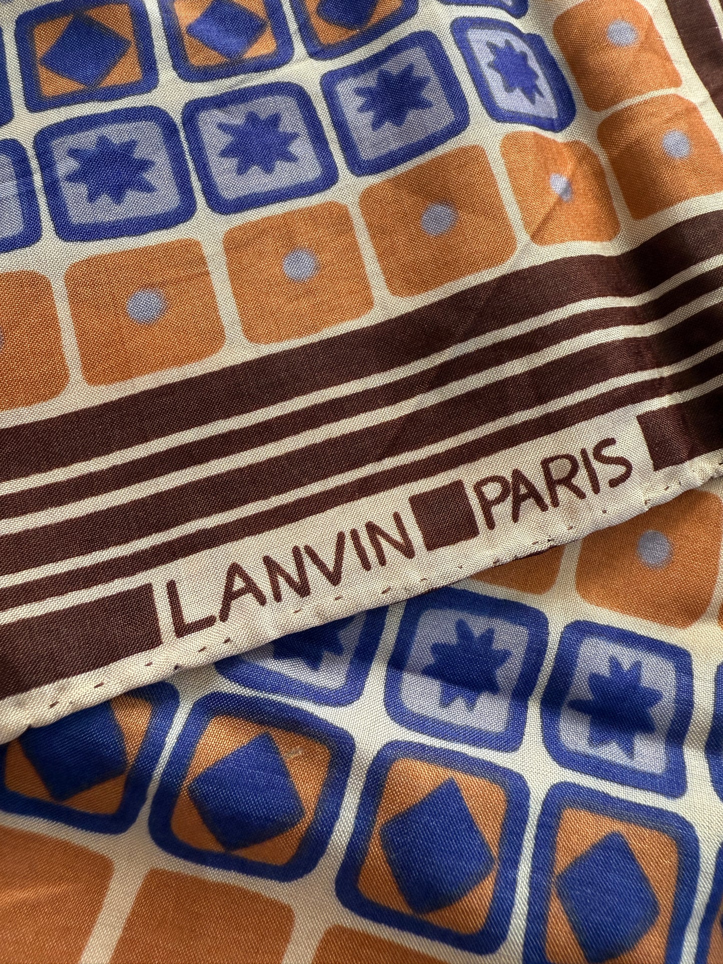 Sciarpa/foulard Lanvin anni ‘70 fantasia optical geometrica