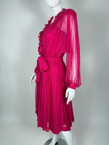 Abito sartoriale anni '80 in chiffon di seta - tg. 38 XS/S