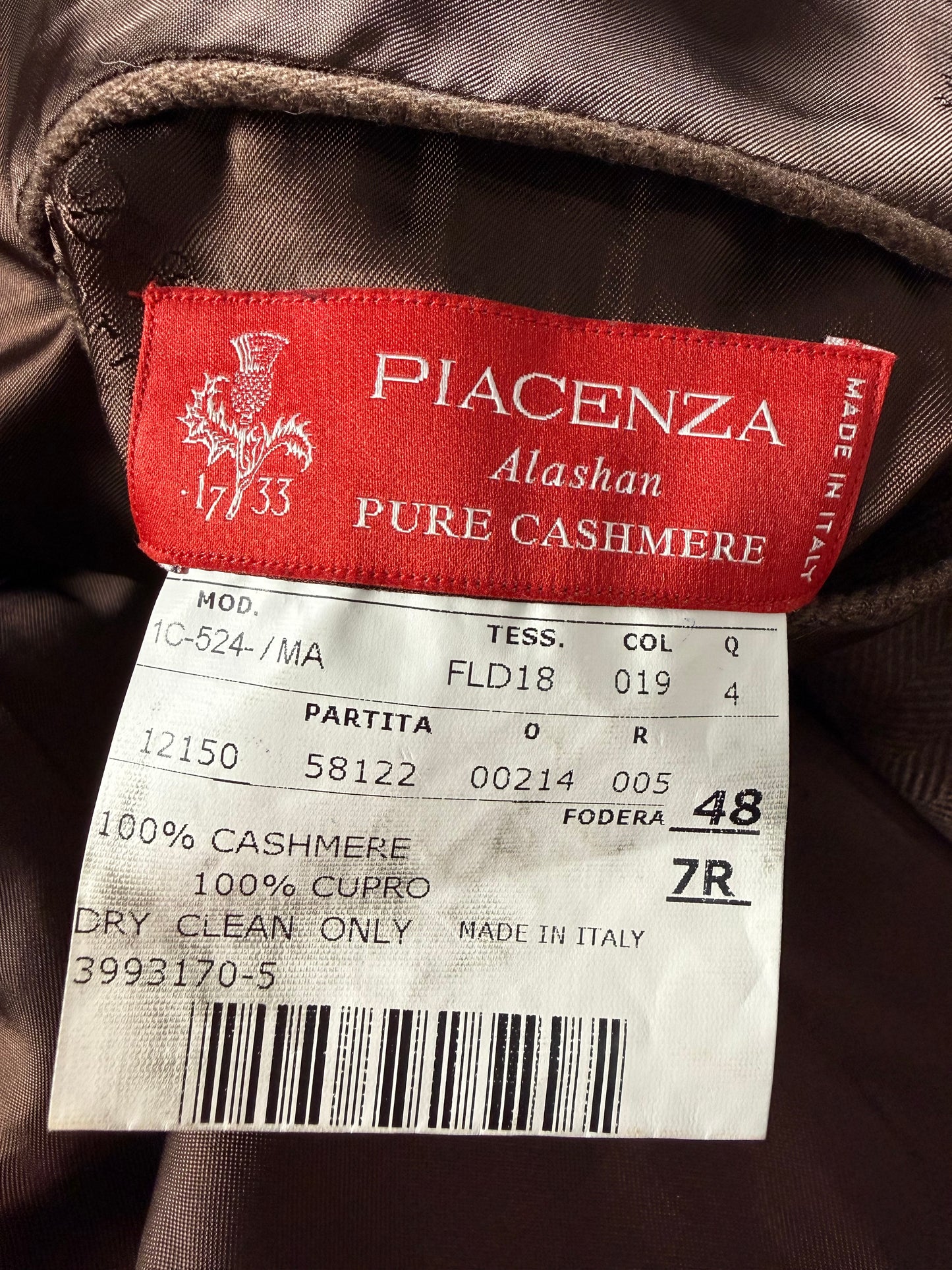Giacca in puro cashmere Piacenza marrone spigato - tg. 48