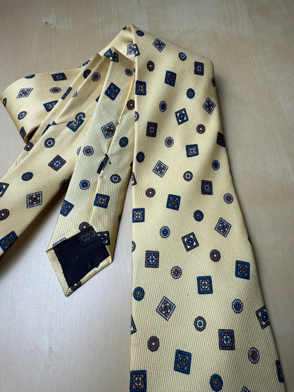 Cravatta micro fantasia giallo pastello