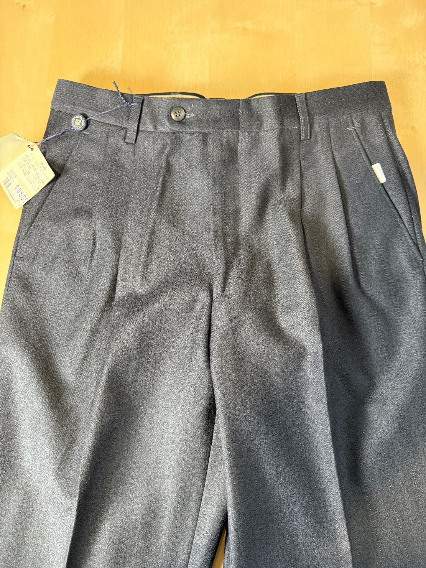 Pantaloni anni ‘70/‘80 flanella antracite trama righe (NOS) - tg. 44/46