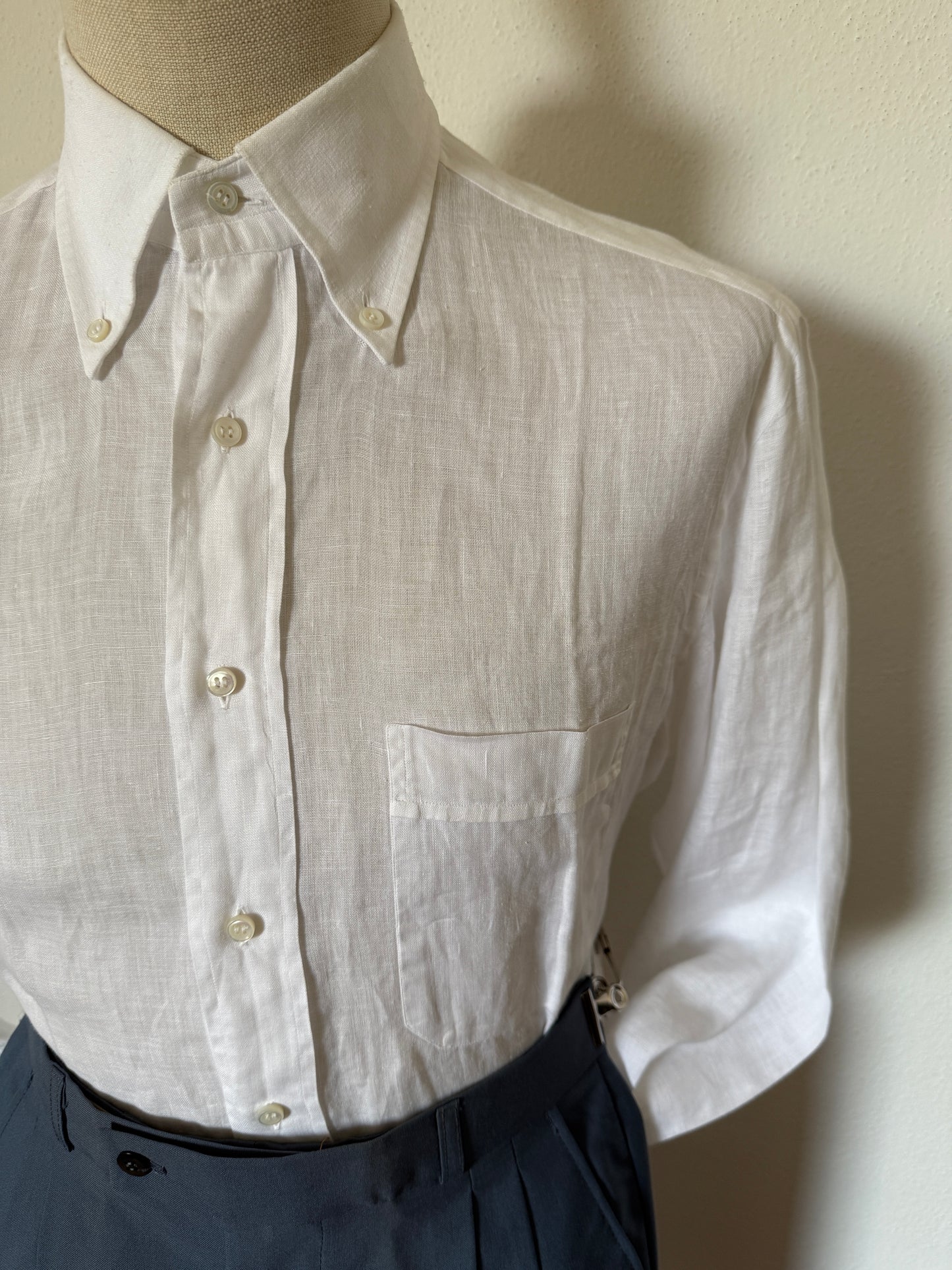 Camicia Brioni bianca in puro lino - L collo 41