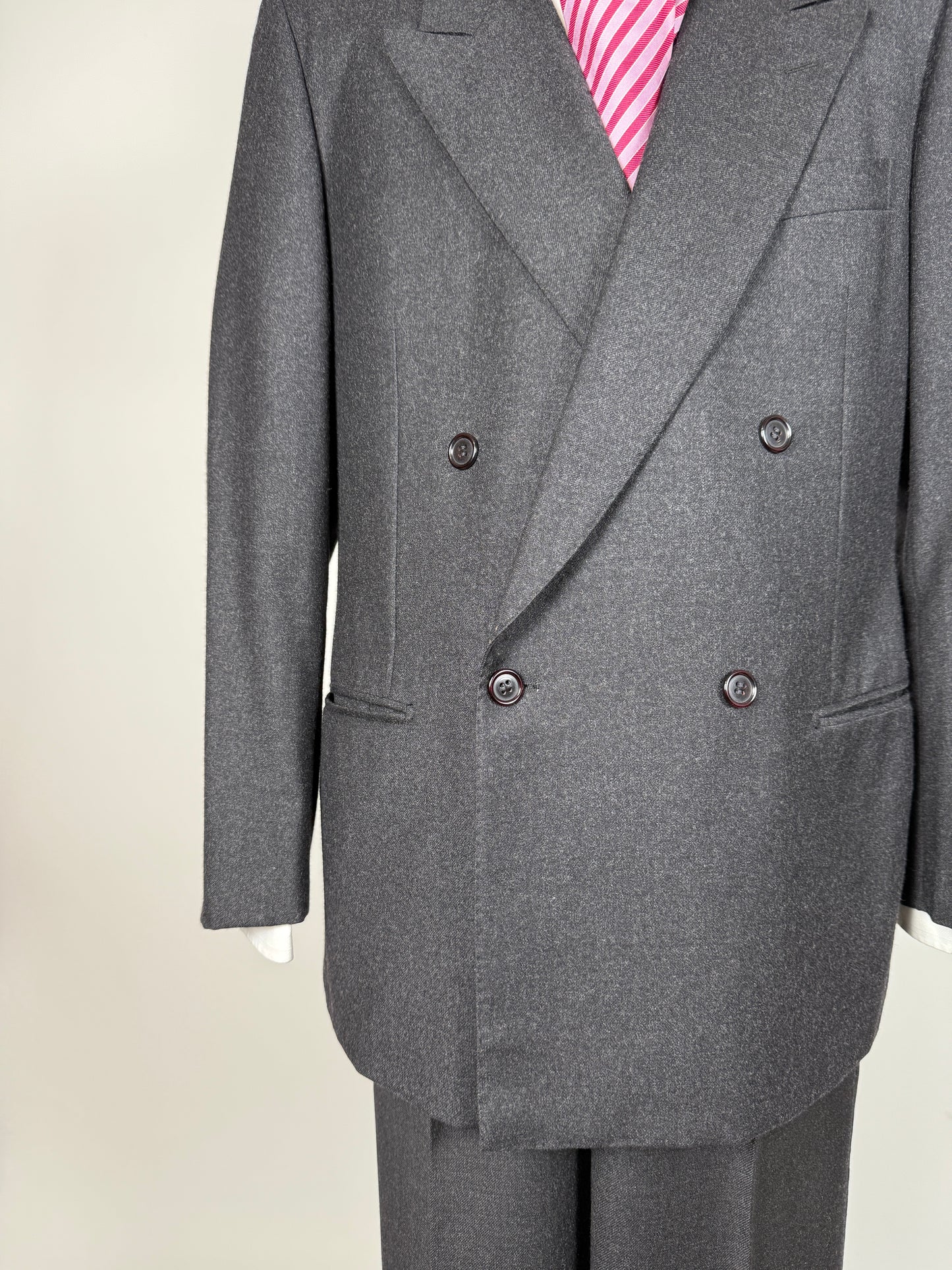 Completo doppiopetto anni ‘70/‘80 flanella antracite - tg. 52